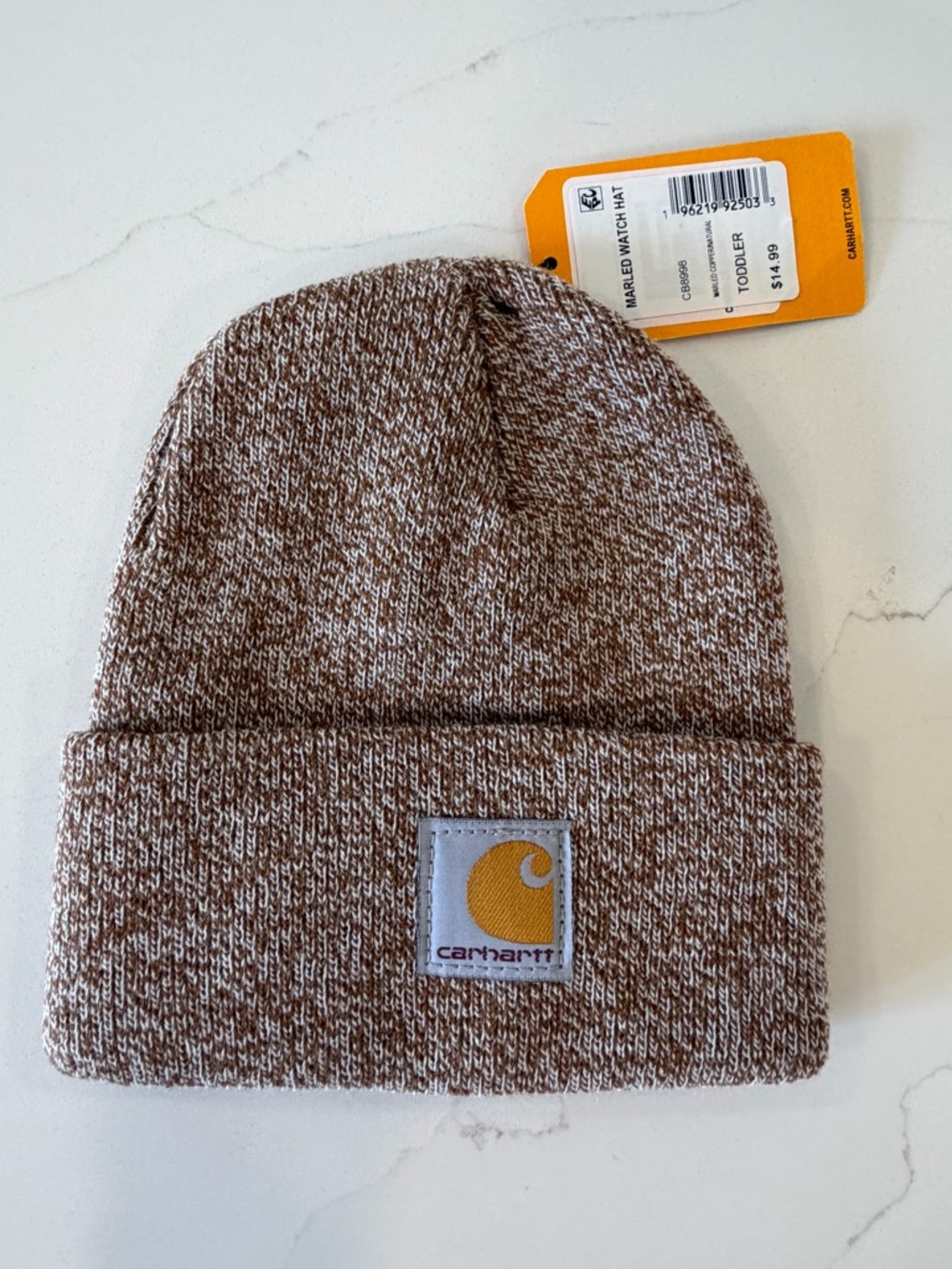 Carhartt Marled Brown and Cream Cuffed Beanie